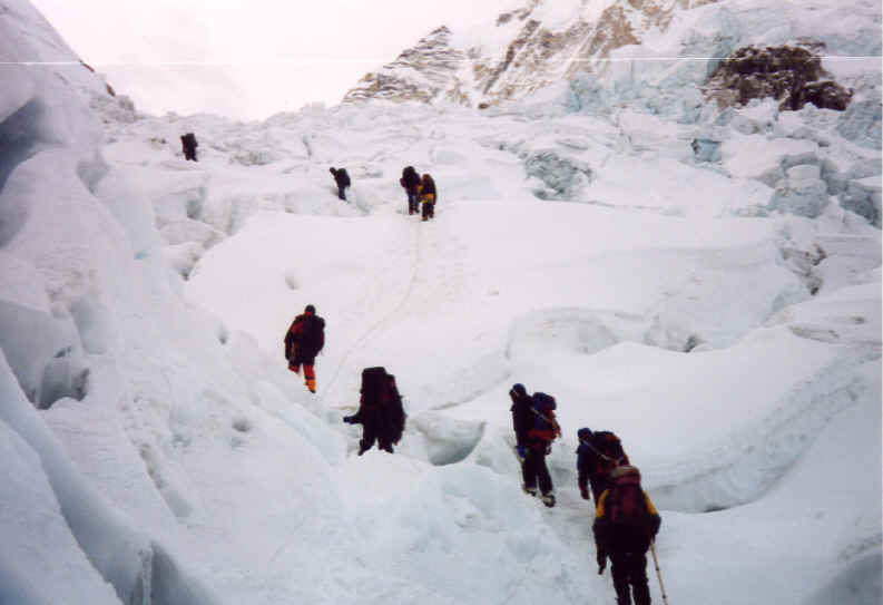 Photo climbing through the ice fall Everest South Ridge route
