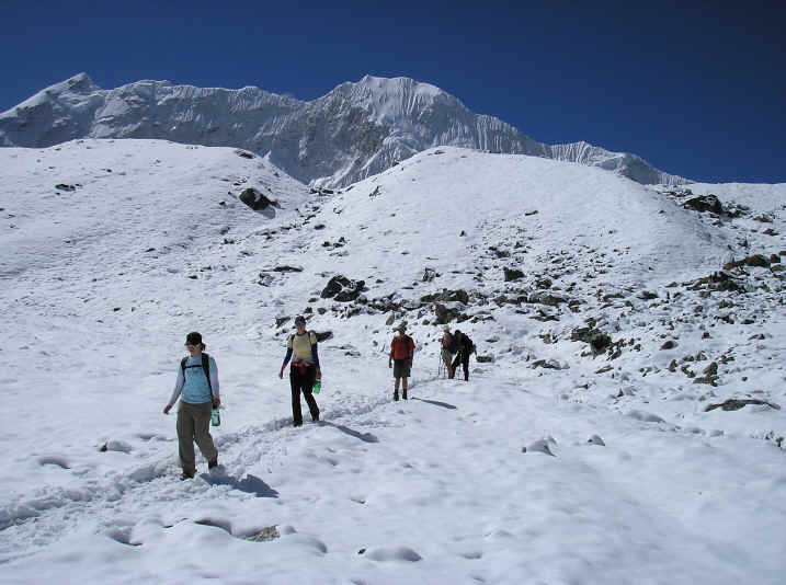 trekking down from Everest base camp