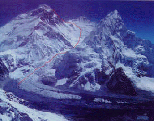 Everest South Ridge route view from Kala Pattar Mt. Pumori peak freaks