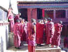 Monks gathering at the Tengboche monastery